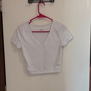 Wild Fable Classic White V-Neck Crop Top
